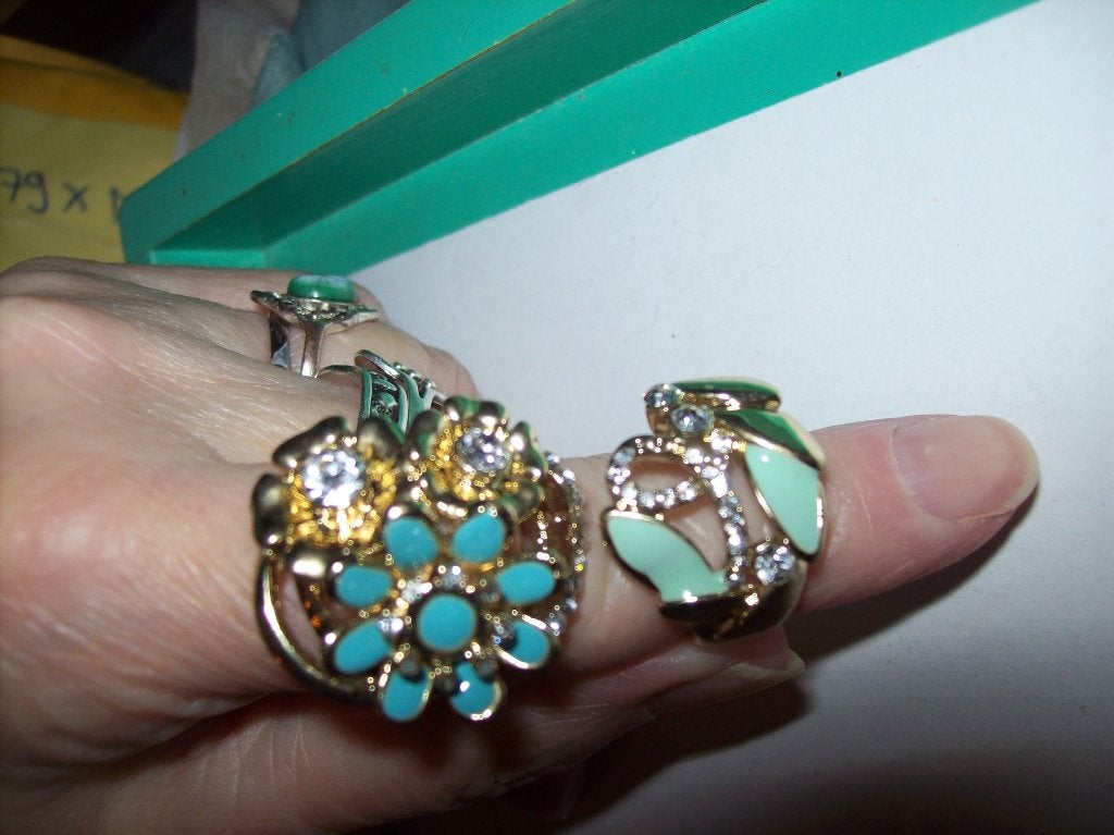 Ringen set Goud Meer kleur strass Mooie modellen Maat 18, Verzenden, Nieuw, Dame, Goud