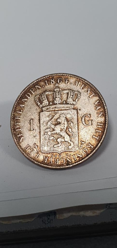 Zilveren 1 Gulden Munt Willem III 1864, Postzegels en Munten, Munten | Nederland, 1 gulden, Koning Willem III, Zilver, Ophalen of Verzenden