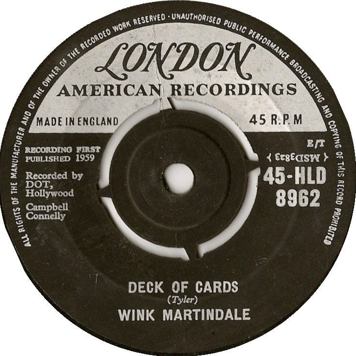Wink Martindale - Deck of Cards (Single), Gebruikt, 7 inch, Ophalen of Verzenden, Religie en Gospel