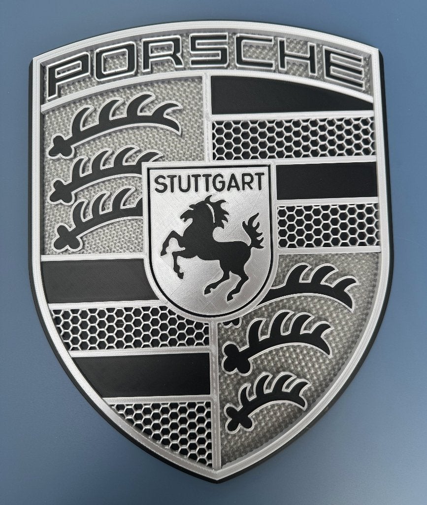 Groot Porsche logo shield Turbo Night 32cm voor aan de muur, Verzamelen, Ophalen of Verzenden, Nieuw, Reclamebord