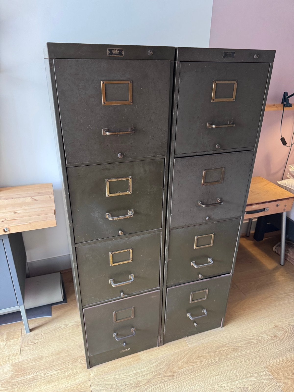 Vintage metal archiefkasten (2 stuks), Ophalen, Minder dan 50 cm, Gebruikt, 100 tot 150 cm