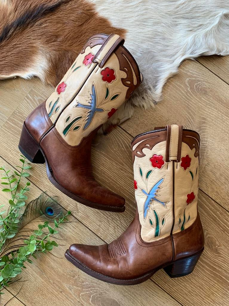Paul Warmer Sendra flowerboots 37 western boots laarzen, Hoge laarzen, -, Ophalen of Verzenden, Zo goed als nieuw
