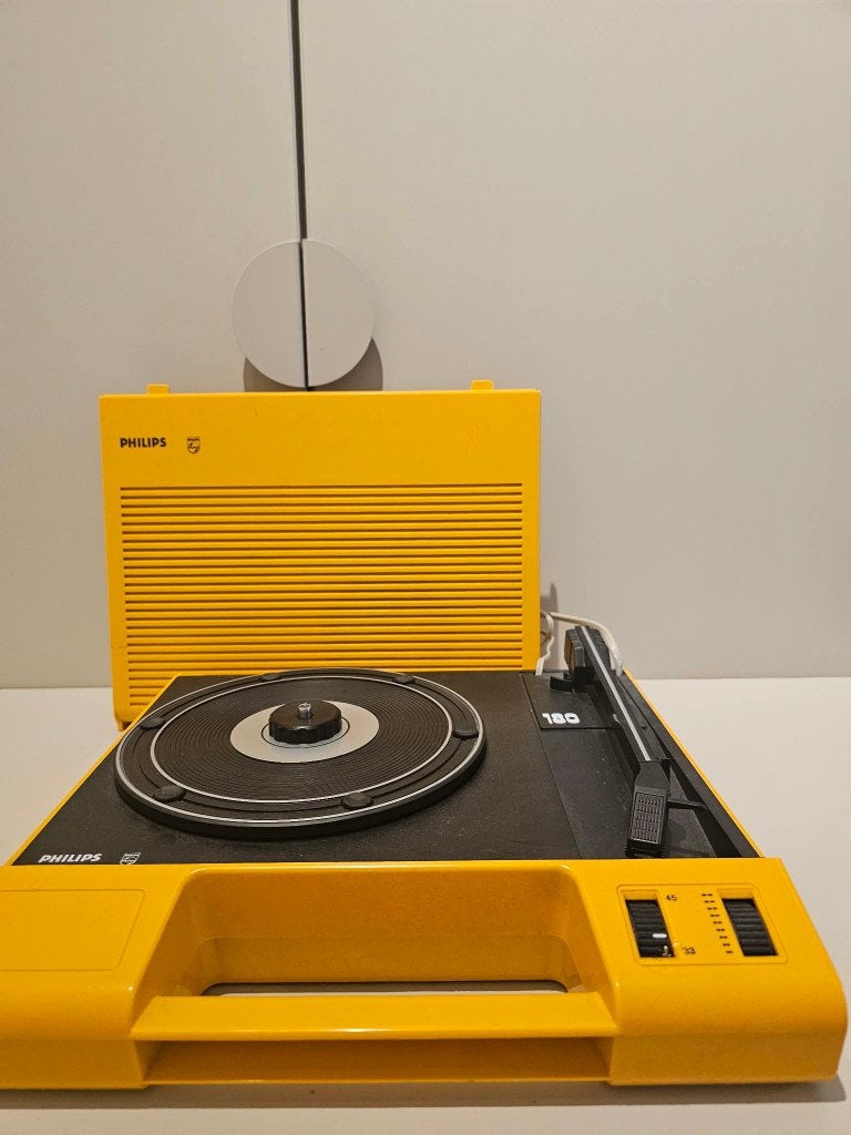 Vintage Philips 180 Platenspeler - Geel, Ophalen of Verzenden, Gebruikt, Platenspeler, Philips