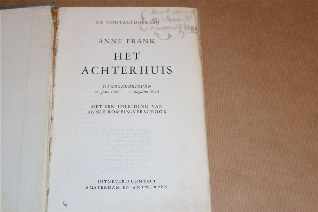 Het Achterhuis — Anne Frank — Vintage Uitgave 12e dr 1956, Ophalen of Verzenden, Tweede Wereldoorlog, Gelezen, Overige onderwerpen