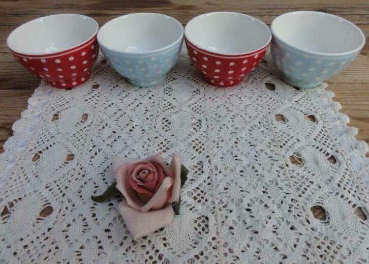 SALE 2 Lichtblauwe Green Gate kommetjes, stippen /dots, Gebruikt, -, -, Overige typen