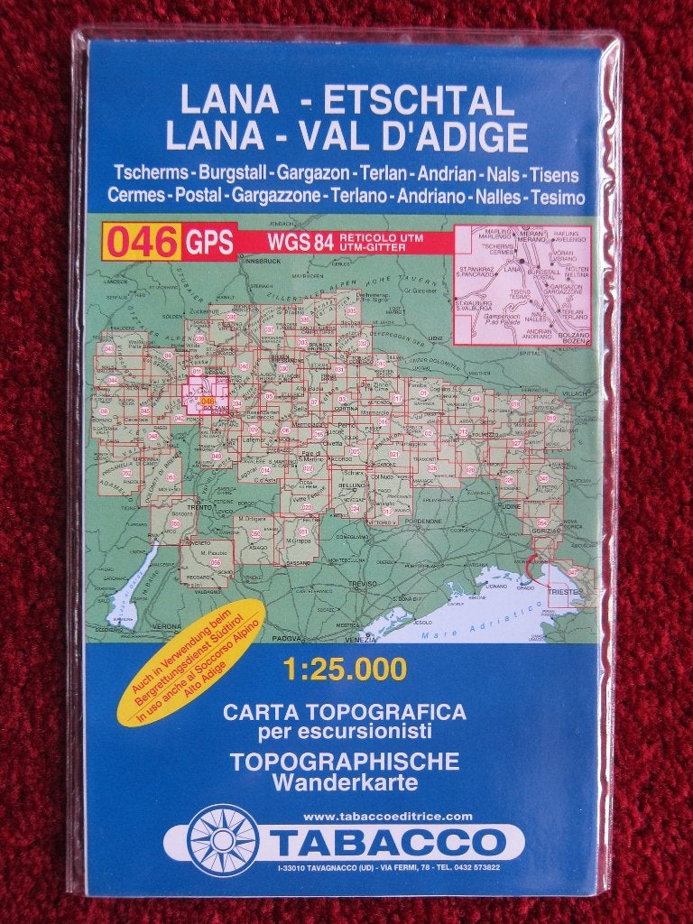 Tabacco Wanderkarte 046 Lana - Etschtal, 2010, Boeken, Atlassen en Landkaarten, Gelezen, Verzenden, Italië, Landkaart