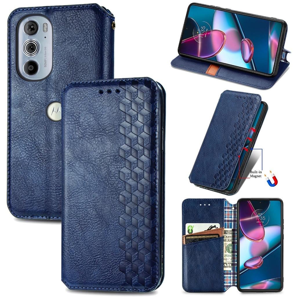 Motorola Edge 30 Ultra Luxe PU Lederen Wallet Case Set Blauw, Verzenden, Nieuw, Hoesje of Tasje