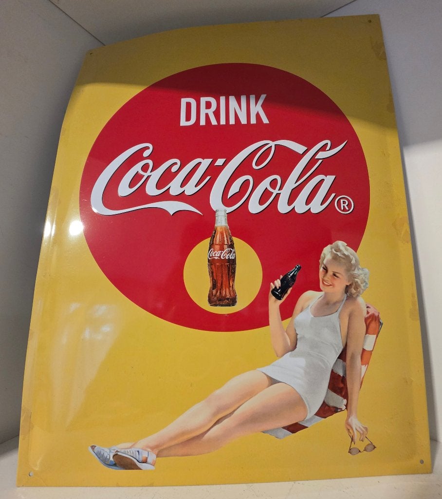 DRINK COCA-COLA ADVERTENTIEBORD (TIN), Verzenden, Zo goed als nieuw, Reclamebord