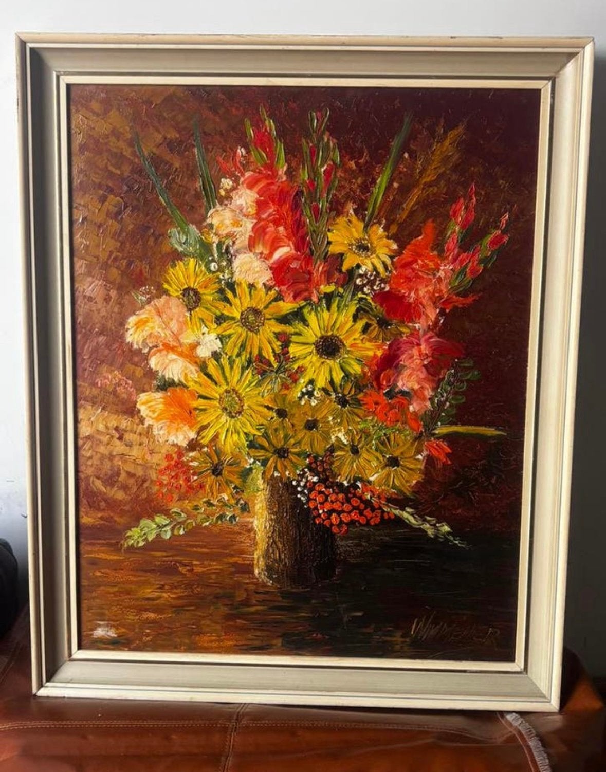 Wim Meijer olieverfschilderij, Antiek en Kunst, Kunst | Schilderijen | Klassiek, Bloemen, Abstract, Bijzondere lijst, Ophalen of Verzenden