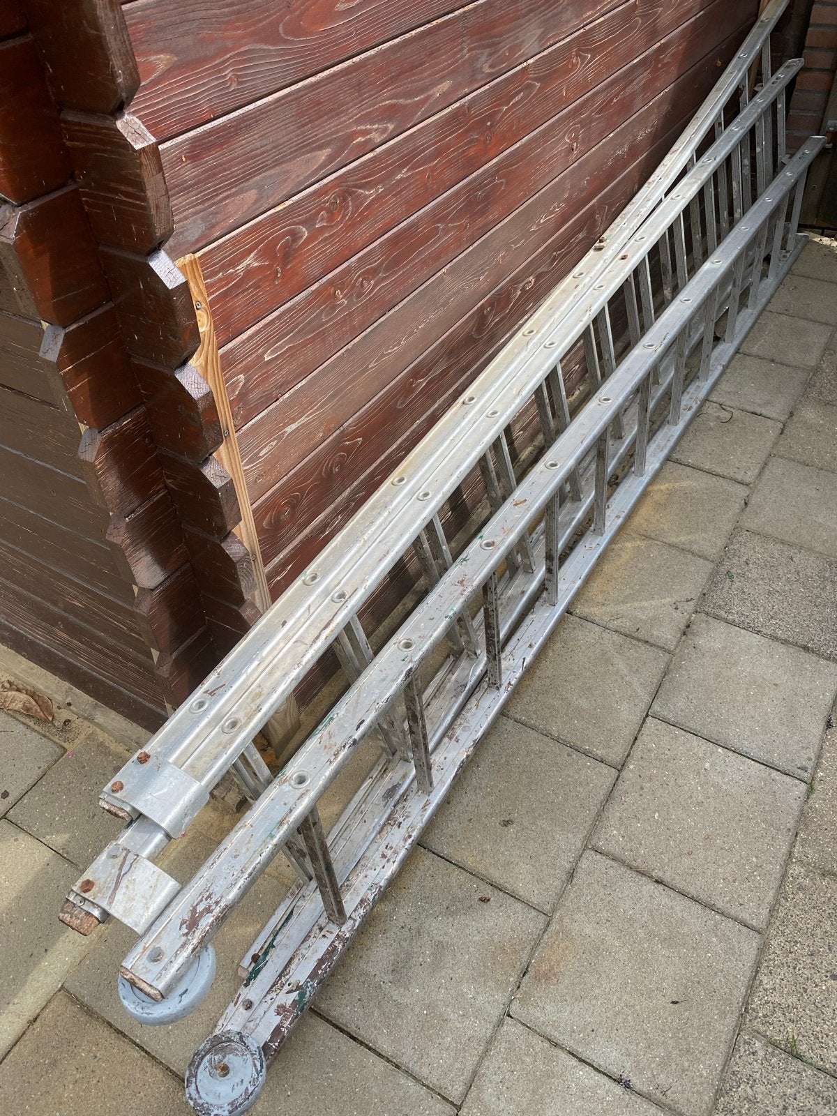 Aluminium uitschuifbare ladder - 3x12, Ophalen, Gebruikt, Ladder, Opvouwbaar of Inschuifbaar