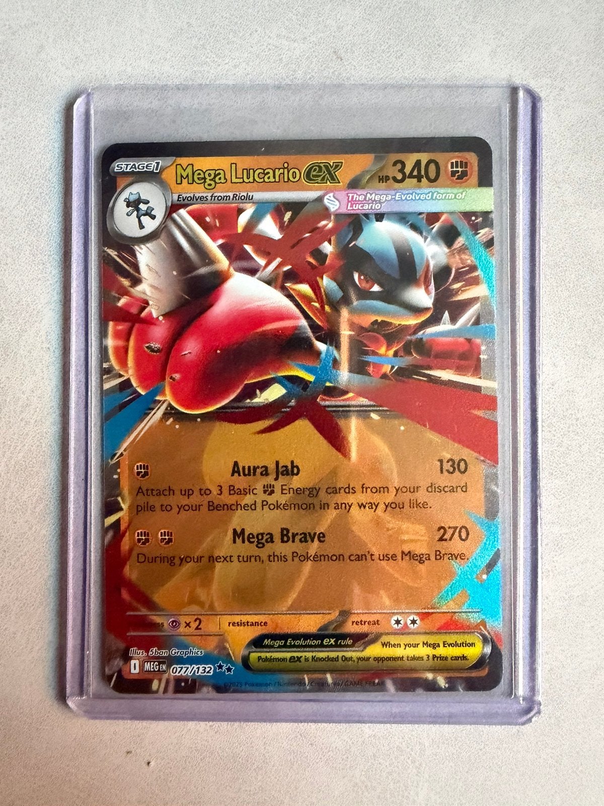 Mega Lucario EX MEG 077/132 pokemon kaart, Ophalen of Verzenden, Nieuw, Losse kaart, Foil