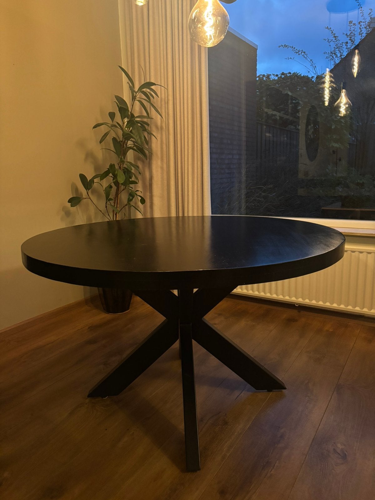 Goossens mango houten eettafel, Ophalen, Gebruikt, 100 tot 150 cm, Rond