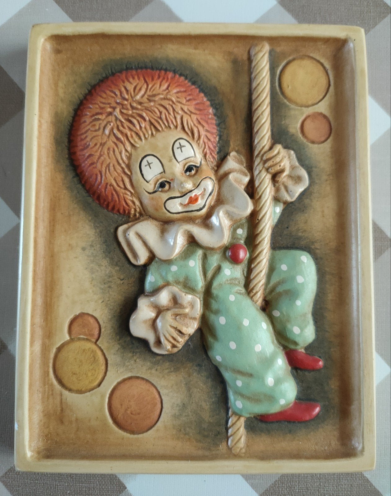 Vintage Clown Wanddecoratie - Keramiek Reliëf, Ophalen
