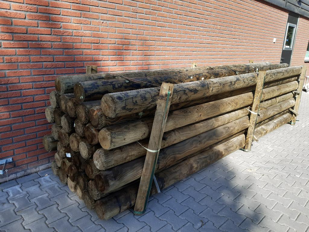 Geimpregneerd gefreesde tuinhout palen 350 cm lang 18 cm dik, Ophalen, Nieuw, 250 cm of meer, Palen