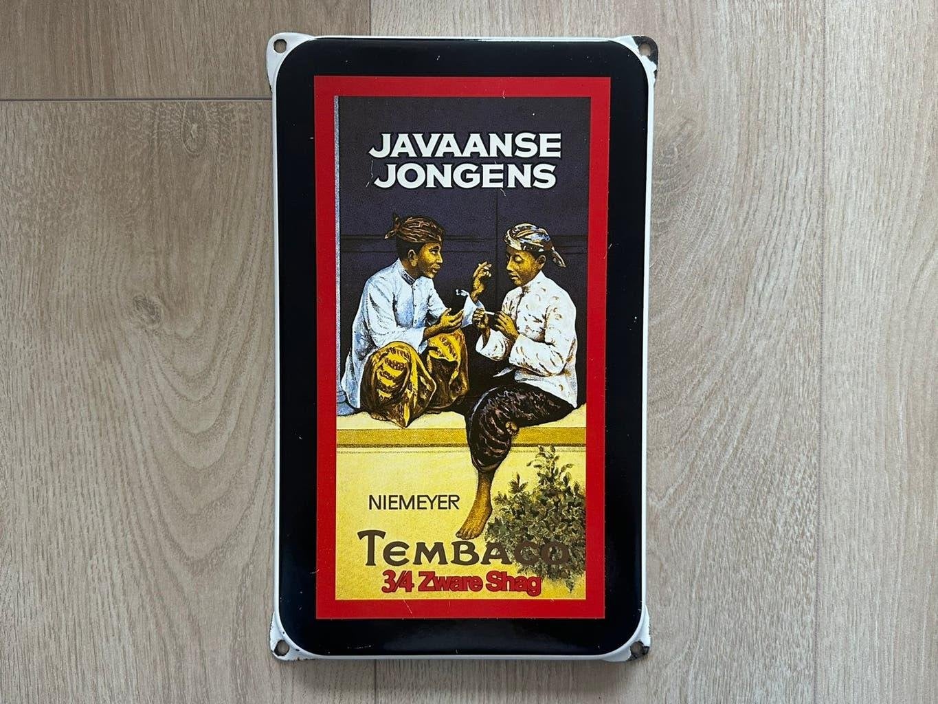 Emaille Reclamebord Javaanse Jongens Shag, Ophalen of Verzenden, Gebruikt, Reclamebord