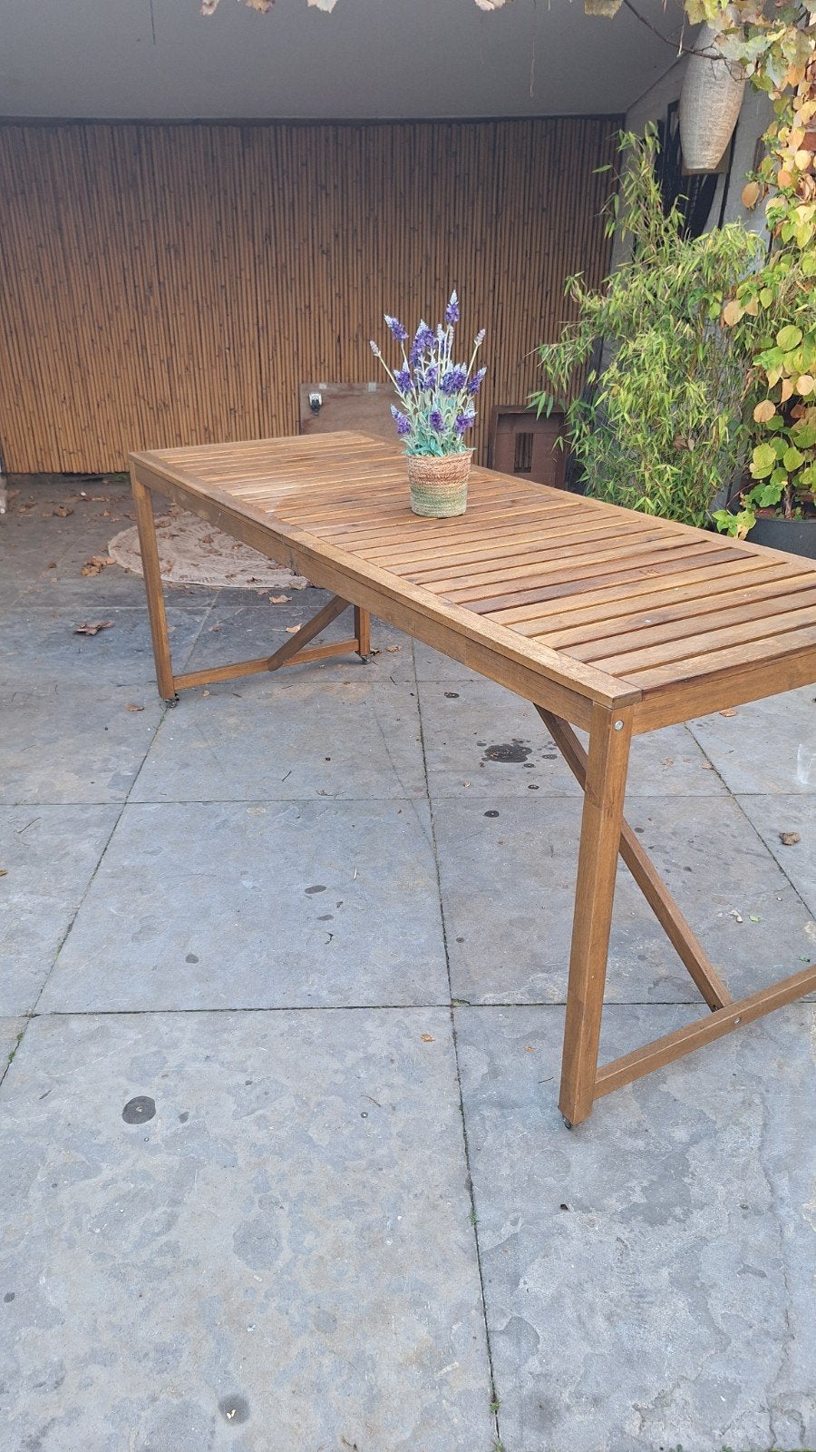 IKEA Tuintafel van echt hout met wieltjes, Tuin en Terras, Ophalen, Gebruikt, Rechthoekig, Hout
