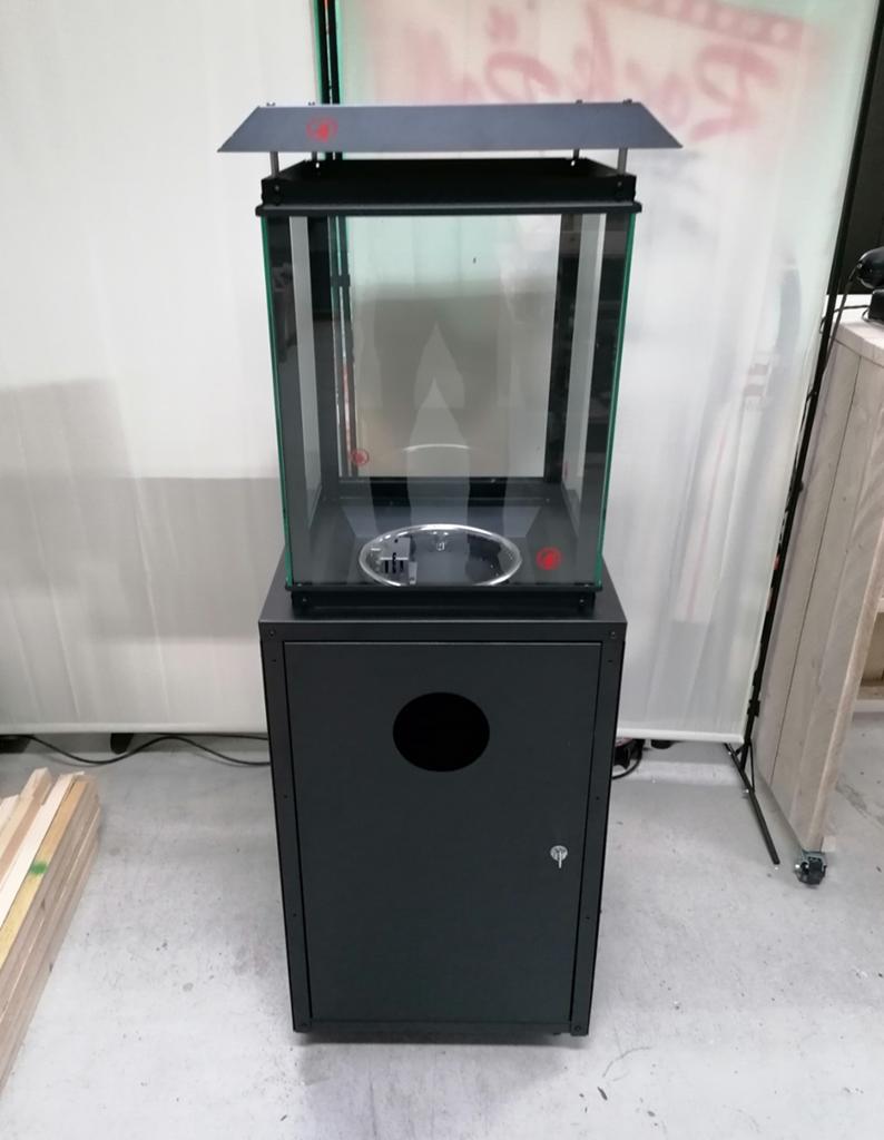 Vuurtafel-zuil met RVS brander en glazen ombouw, Ophalen, Nieuw