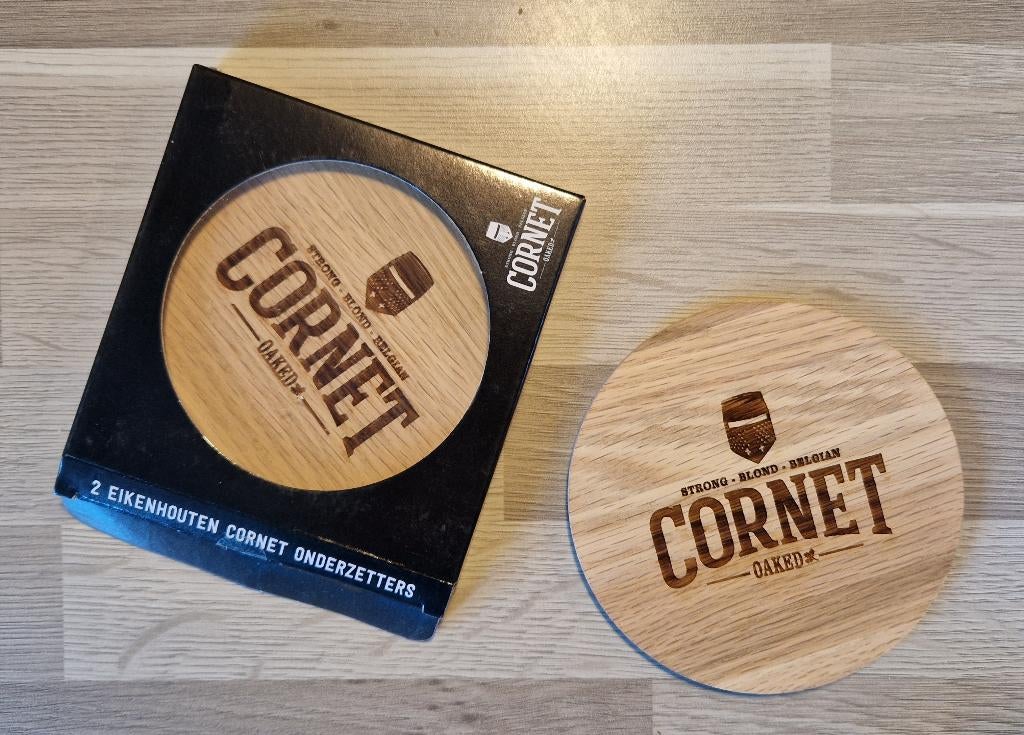 Cornet bier eikenhouten onderzetters, Verzamelen, Ophalen of Verzenden, Nieuw, Overige typen, Overige merken