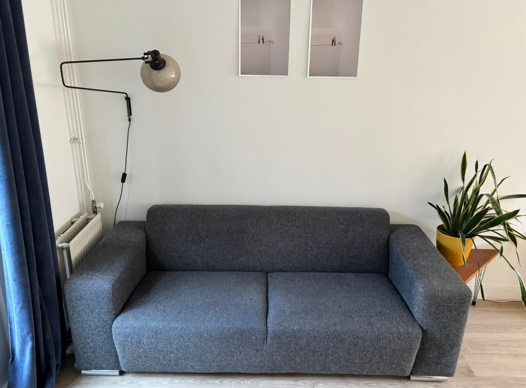 Grijs gemeleerde Montel bank, gratis op te halen!, Ophalen, Driepersoons, 75 tot 100 cm, Zo goed als nieuw