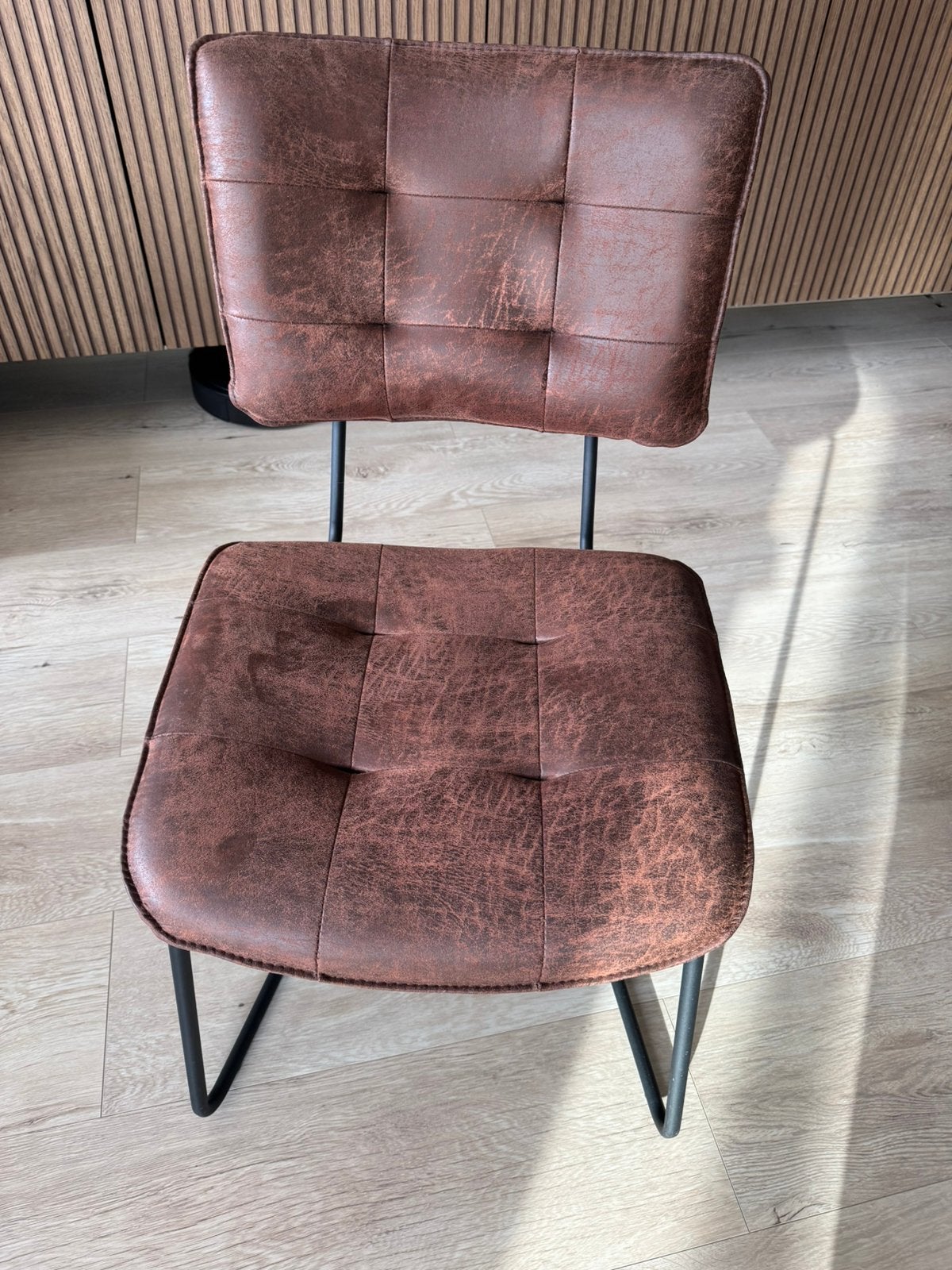 6 leren stoelen, Huis en Inrichting, Stoelen, Ophalen, Gebruikt, Bruin, Leer