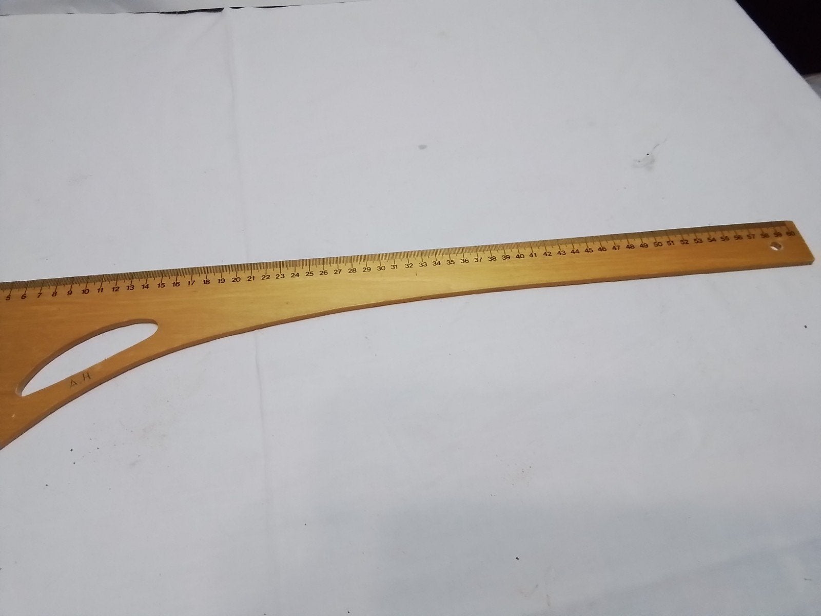 Houten liniaal/meetlat 60 cm met curve, Ophalen of Verzenden, Gebruikt, Overige typen