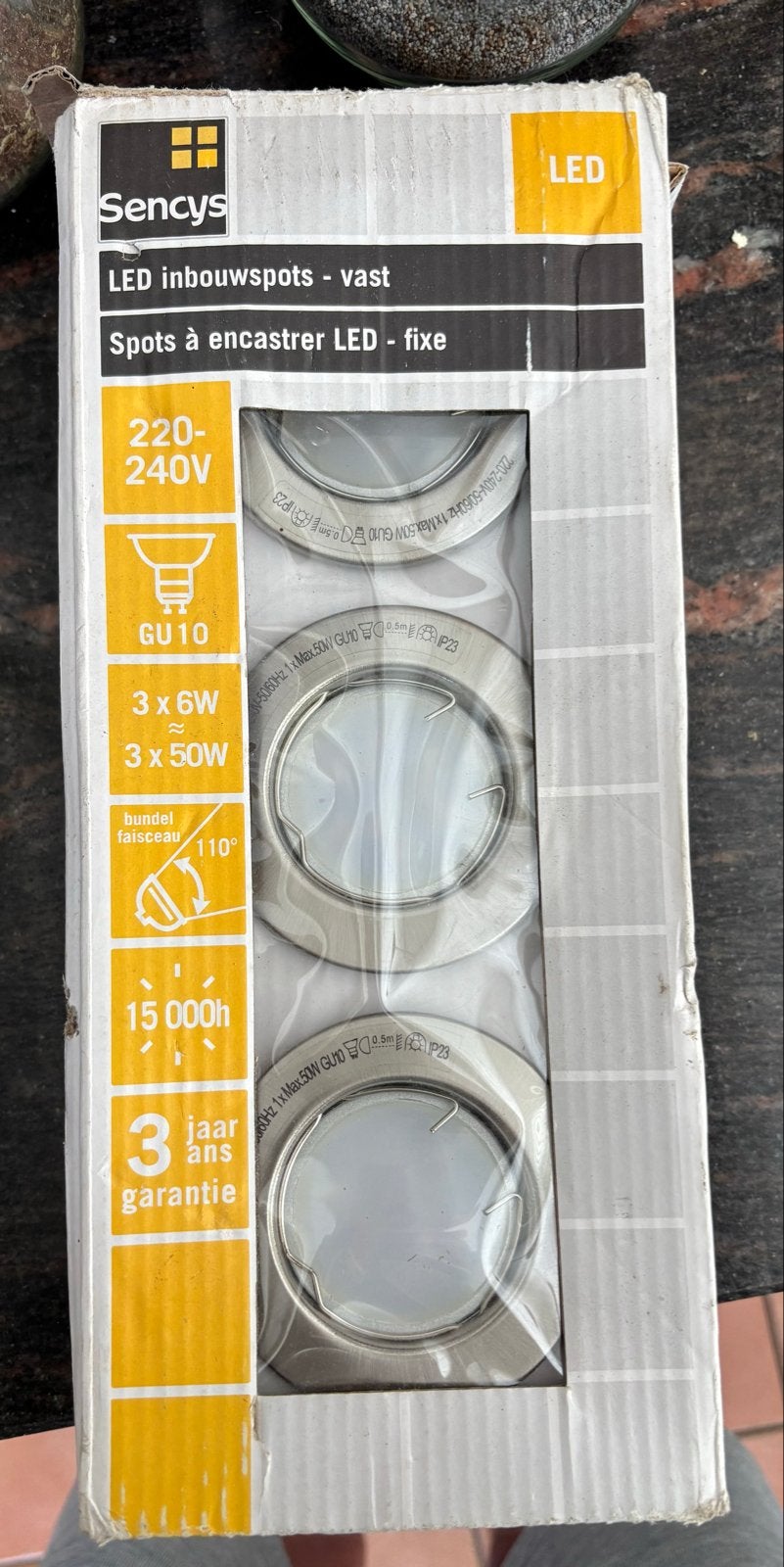 Sencys LED Inbouwspots GU10 3x6W 2700K Warm Wit, Huis en Inrichting, SYS, Inclusief lichtbron, GU10, Nieuw