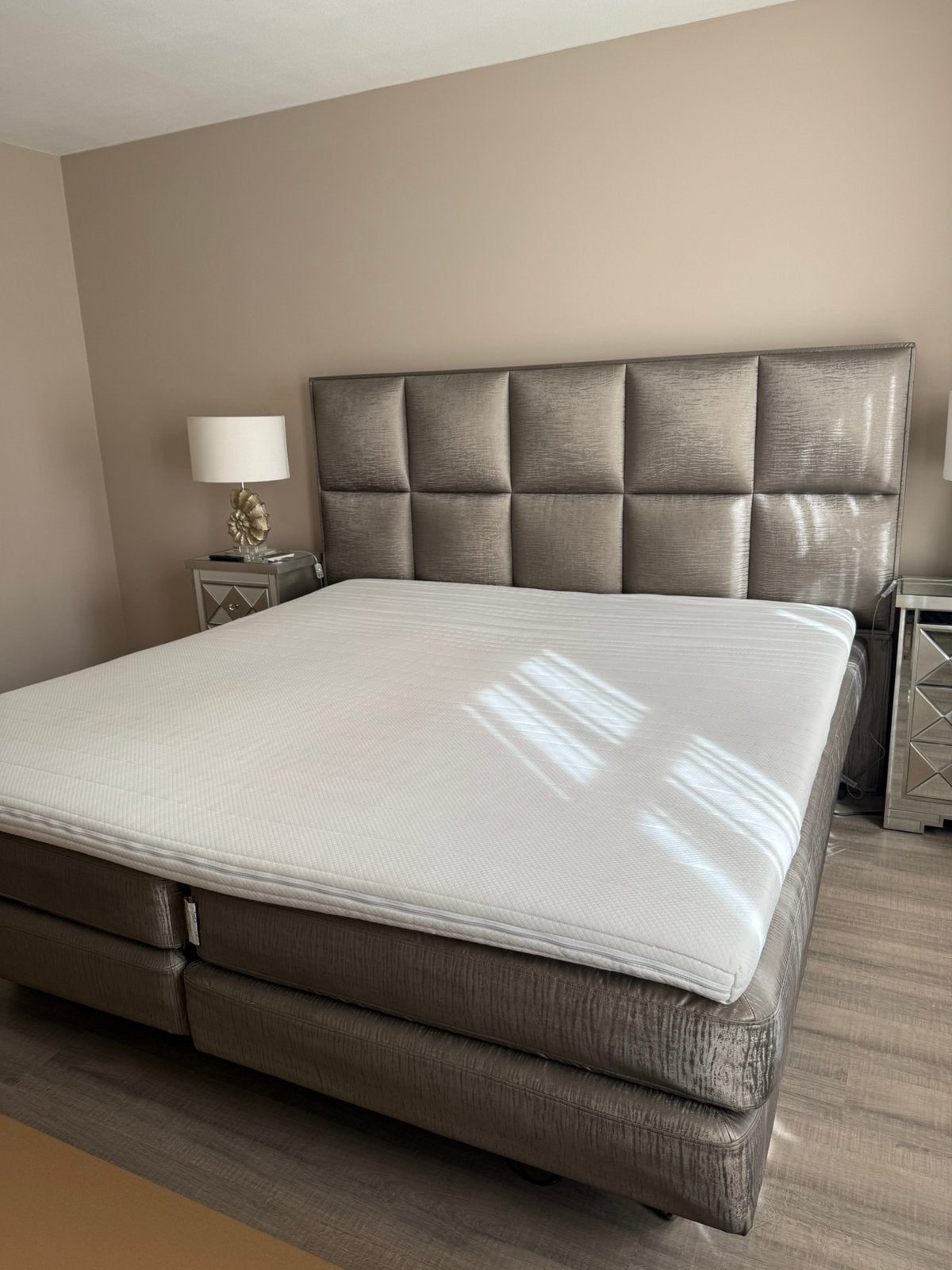 Swiss Sense Royal elektrisch bed 200x220 – grijs, Ophalen, Zo goed als nieuw, Tweepersoons, Grijs