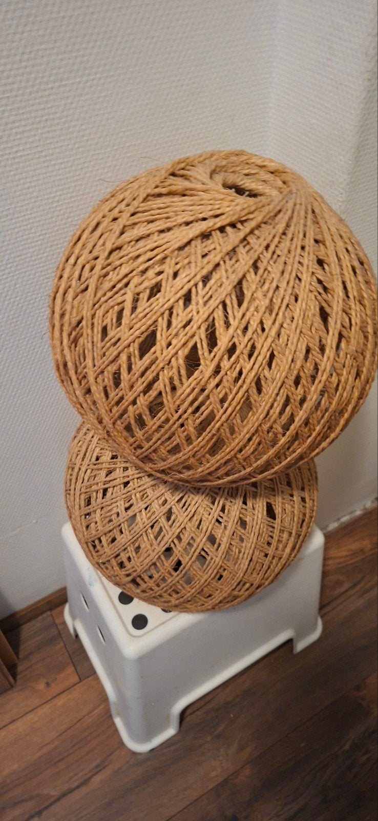 Rieten lampenkappen - set van 2, Huis en Inrichting, Ophalen, Gebruikt, Bruin, Rond