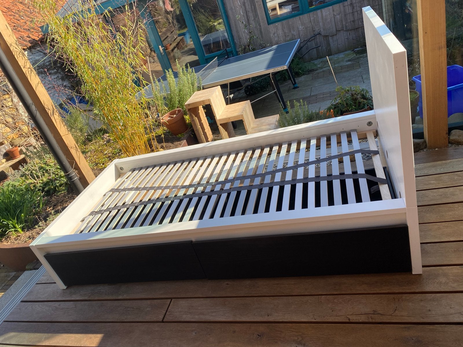 IKEA Malm eenpersoonsbed wit 90x200 cm met opbergruimte, Kinderen en Baby's, Ophalen, 85 tot 100 cm, Gebruikt, Matras