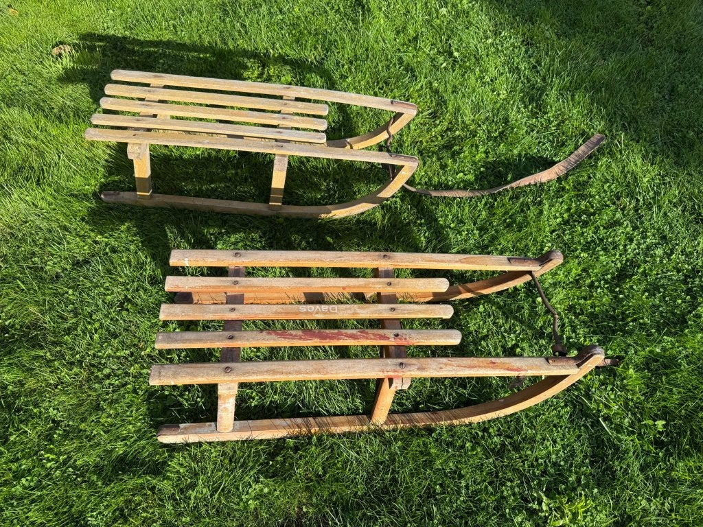 Vintage houten sleeën, Ophalen, Gebruikt, Hout