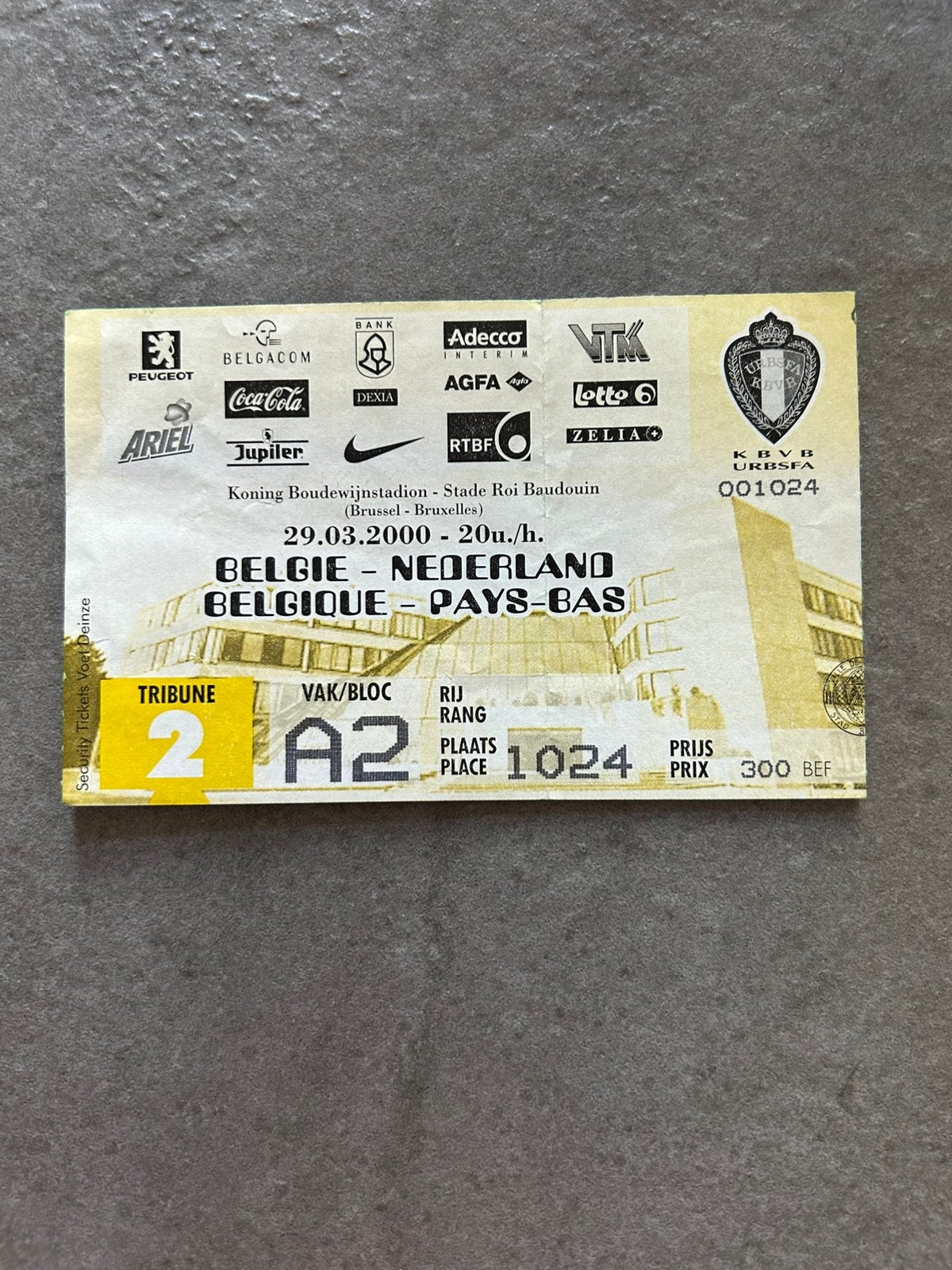 België - Nederland ticket, Ophalen of Verzenden, Gebruikt, Overige binnenlandse clubs, Overige typen