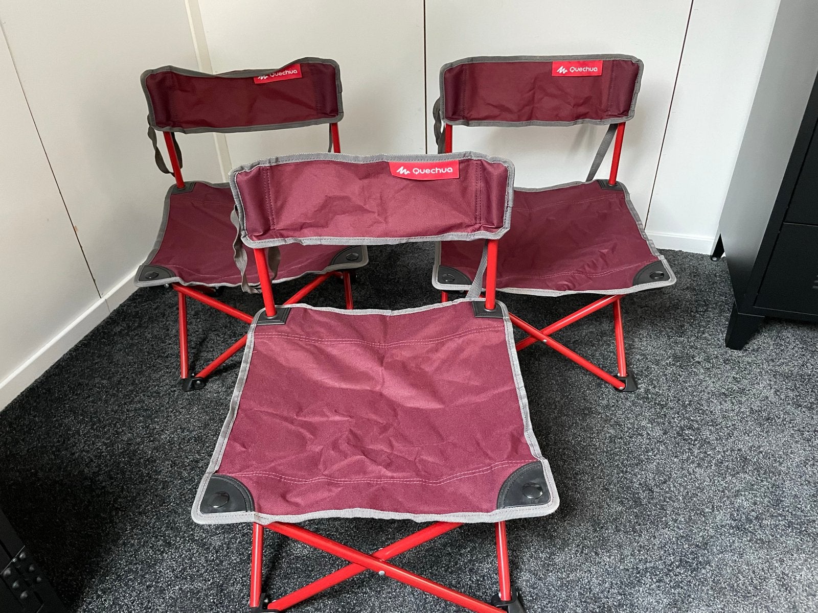 Set van 3 Quechua opvouwbare campingstoelen, Caravans en Kamperen, Ophalen of Verzenden, Gebruikt, Campingstoel
