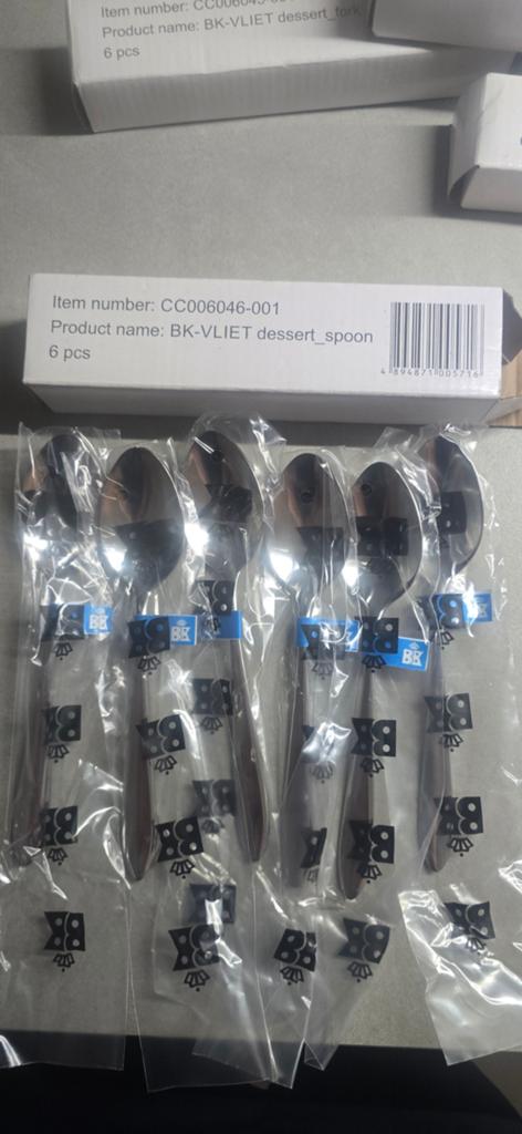 BK-VLIET dessertlepels en koffielepels - 6 stuks, Huis en Inrichting, Nieuw, Ophalen of Verzenden, Rvs of Chroom, Vaatwasserbestendig