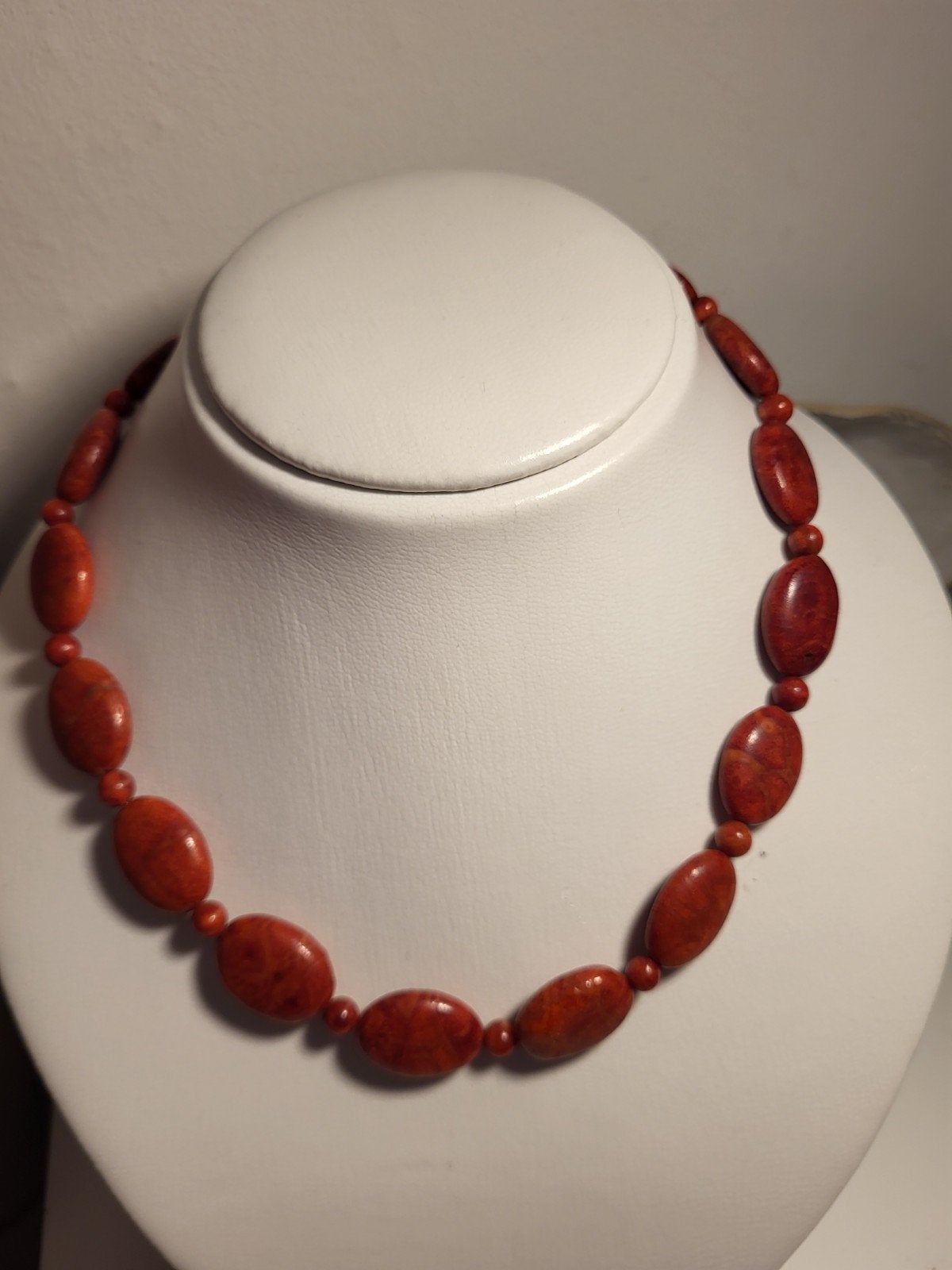 Vintage koraal zilver slut Ketting, Ophalen of Verzenden, Gebruikt, Rood, Overige materialen