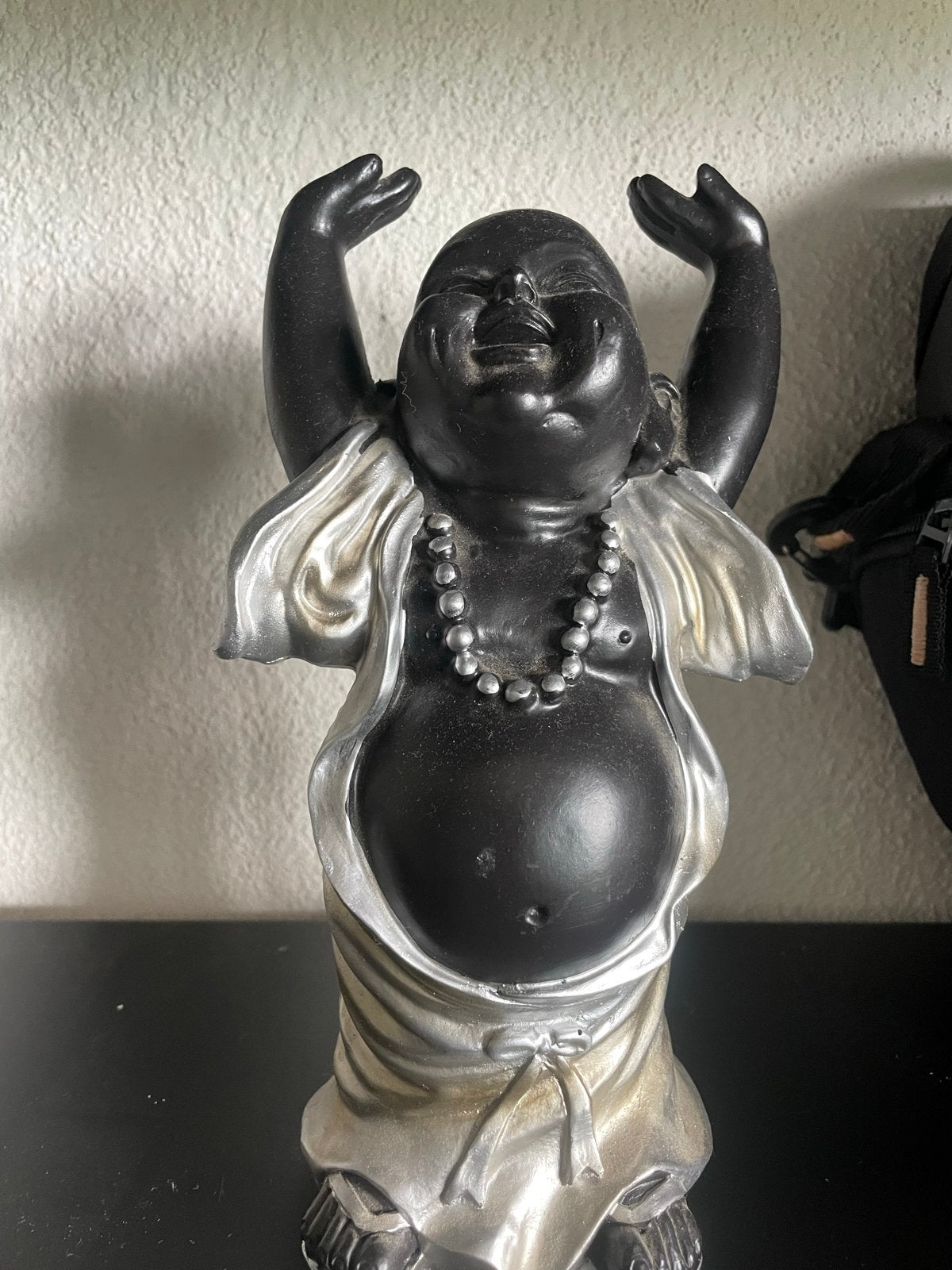 Lachende Boeddha beeld - Zwart/Zilver, Huis en Inrichting, Woonaccessoires | Boeddhabeelden, Ophalen of Verzenden, Zo goed als nieuw
