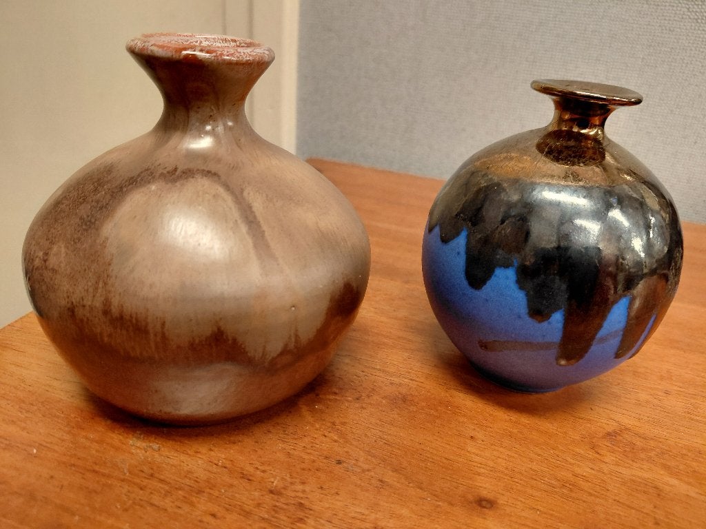 2 stuks Art Deco bolvaasjes met lusterglazuur., Verzenden