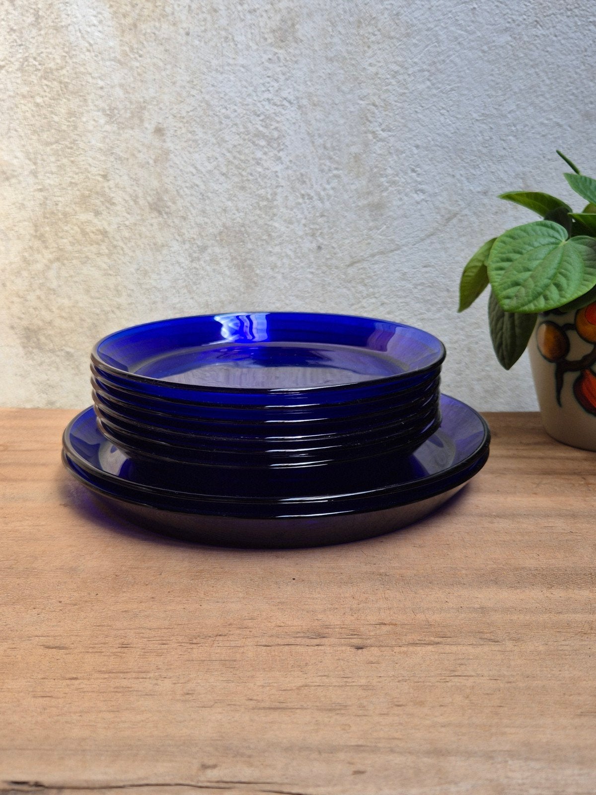 Vintage Iittala kobaltblauwe glazen borden (Kaj Franck), Ophalen of Verzenden