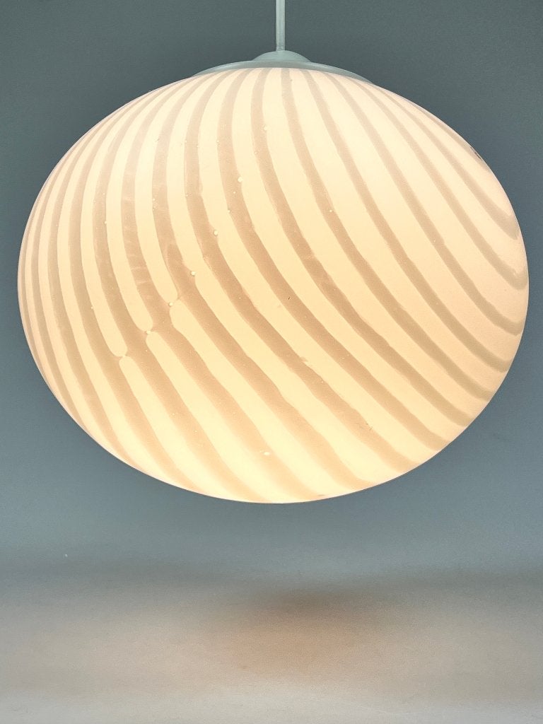 Vintage Hanglamp, Swirl / Zebra, Peill & Putzler, 1970's, Gebruikt, Peill & Putzler, Onbekend, Glas
