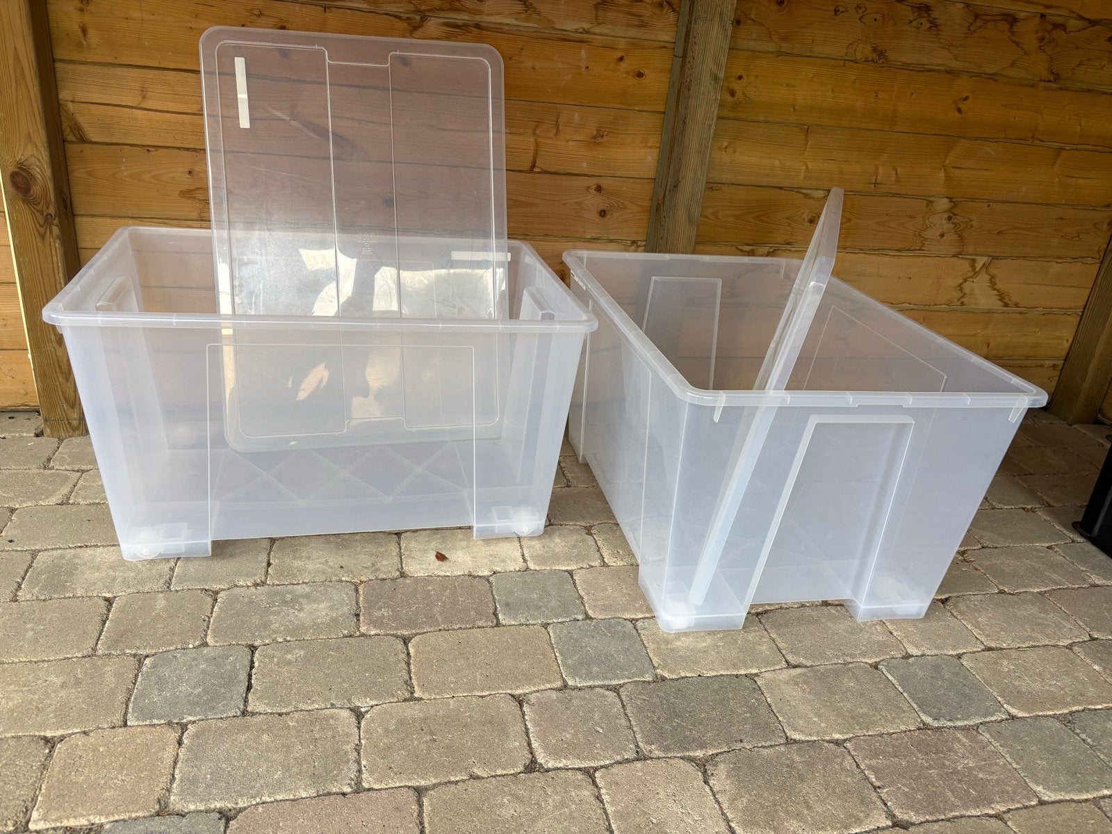 2x Ikea Samla opbergboxen met deksel en wieltjes, Ophalen, Kunststof, Gebruikt, 50 tot 100 cm