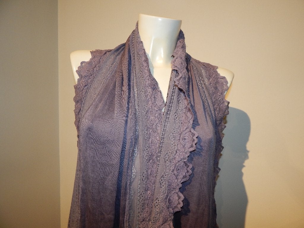 Rosemunde prachtige shawl brede band kant paars zijde katoen, Verzenden, Maat 46/48 (XL) of groter, Nieuw, Rosemunde