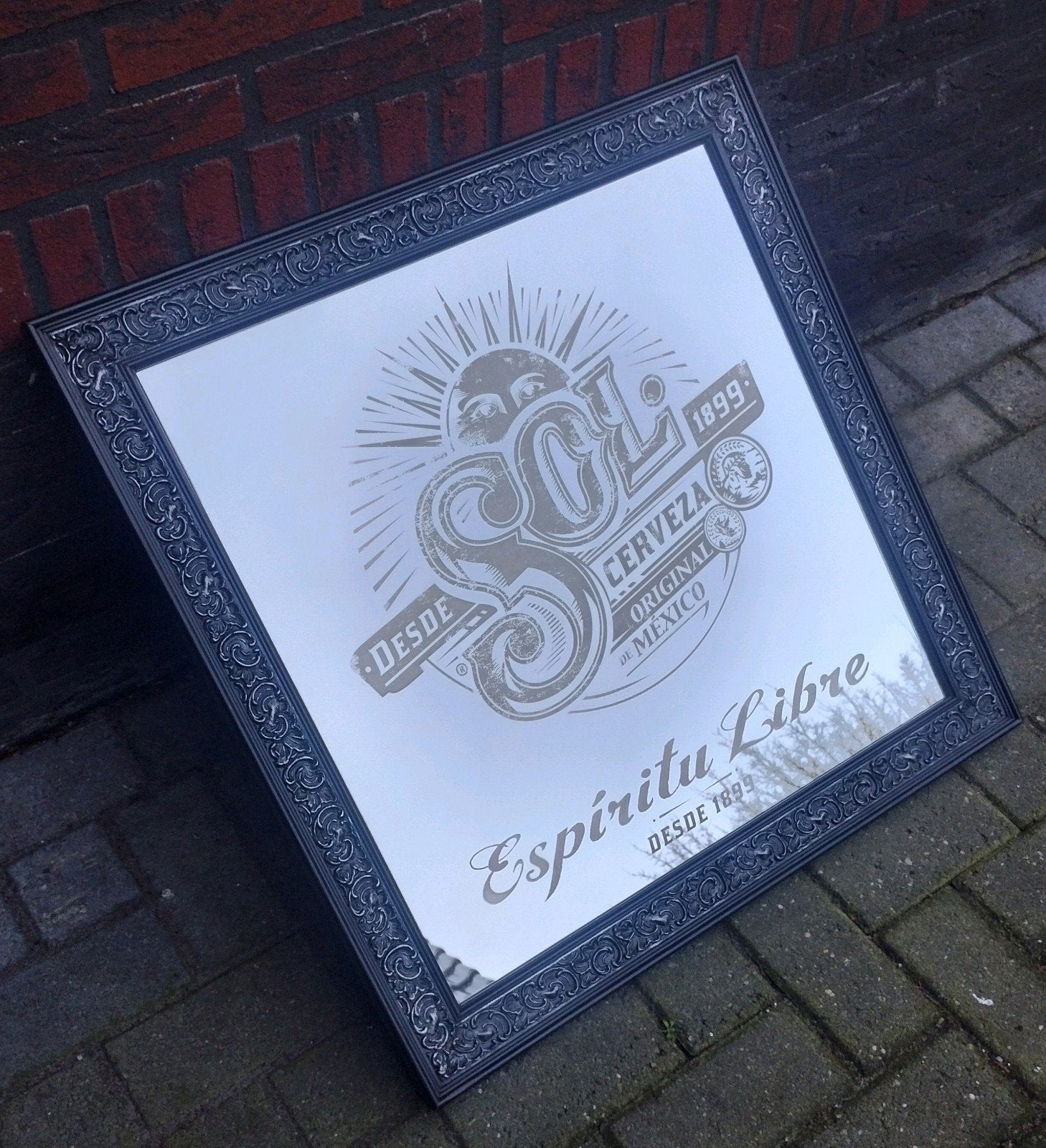Sol Cerveza bier reclame spiegel, Verzamelen, Biermerken, Ophalen of Verzenden, Nieuw, Reclamebord, Plaat of Schild, Overige merken