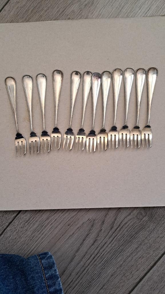 Antiek 12 zilveren vorken, Ophalen of Verzenden, Zilver