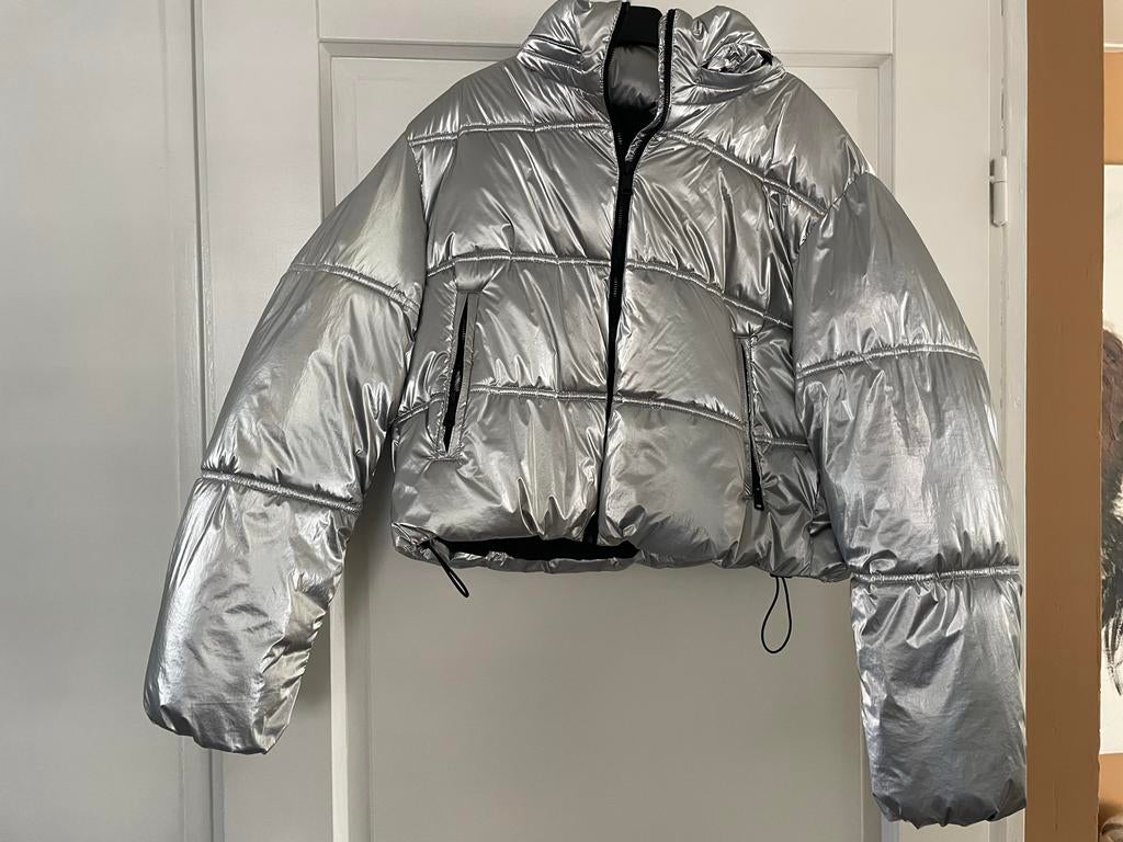 Zara zilveren gewatteerde bomber jack, Ophalen of Verzenden, Zo goed als nieuw, Maat 42/44 (L), Overige kleuren