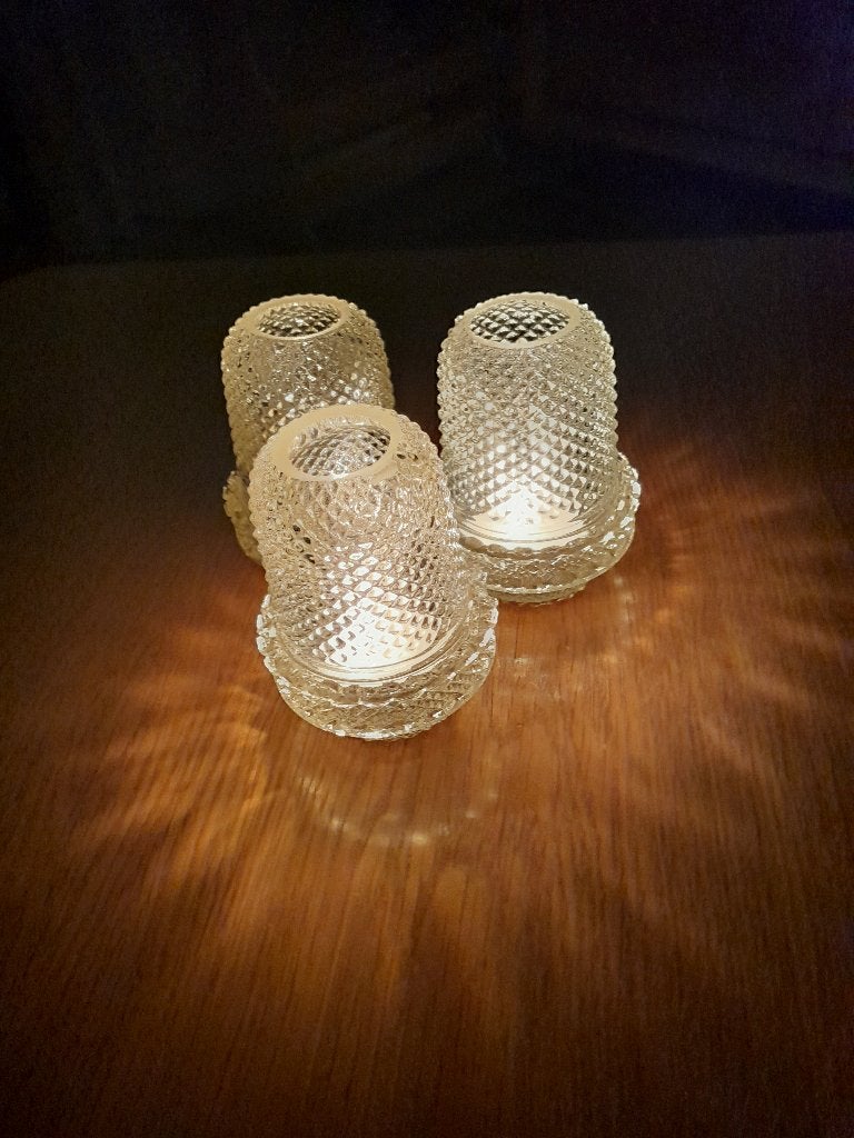 Glazen waxinelichthouders 8 stuks., 10 cm, Gebruikt, Waxinelichthouder, Ophalen of Verzenden