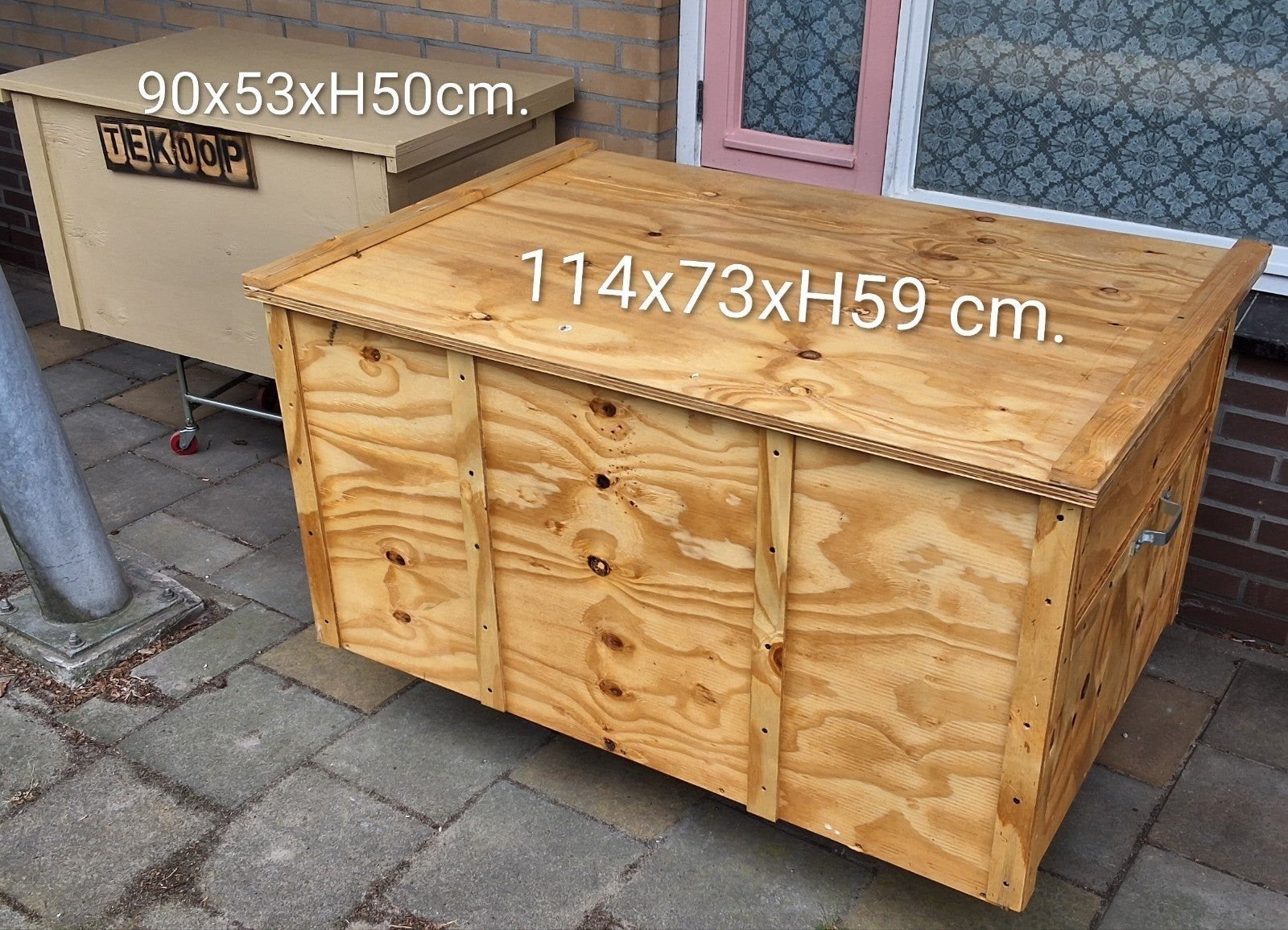 Pakket  buiten hout kist Box woonaccessoires tuin terras, Ophalen, Nieuw, Minder dan 50 cm, Minder dan 50 cm