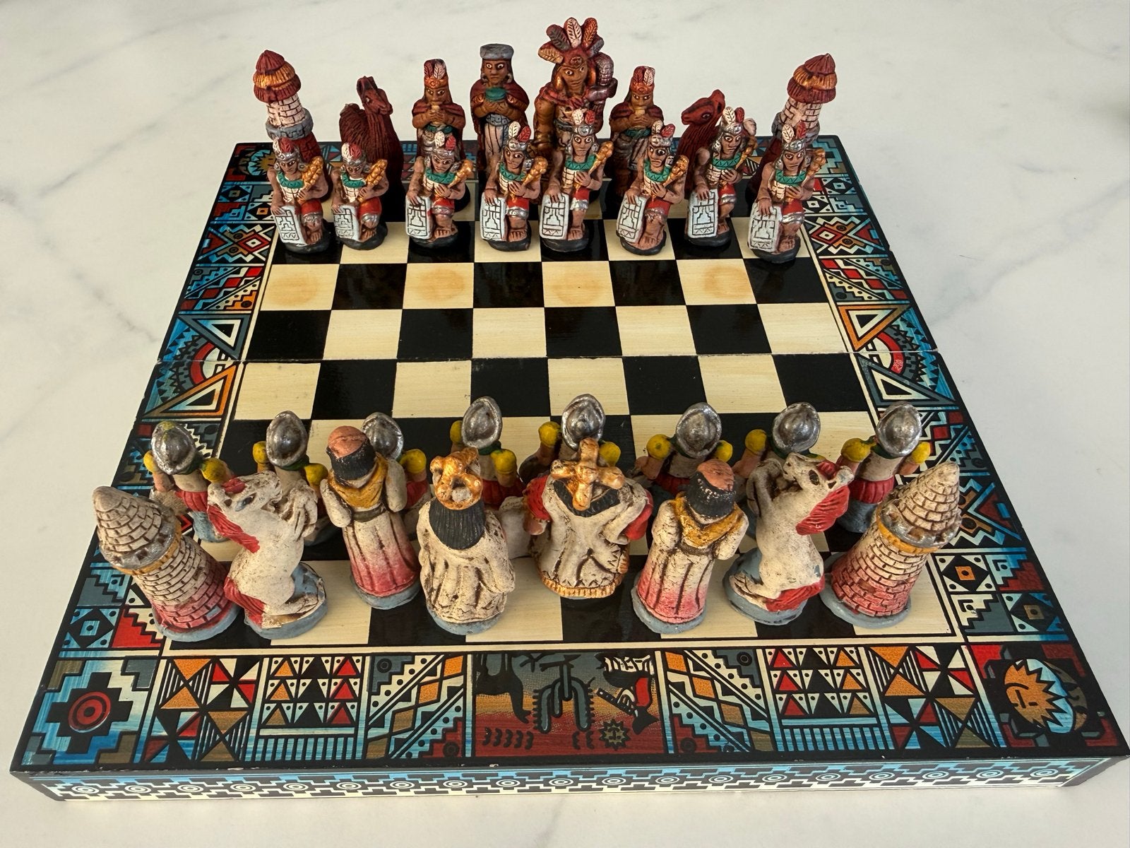 Handgemaakt Schaakspel: Inca's vs Spaanse Veroveraars, Een of twee spelers, Verzenden, Gebruikt