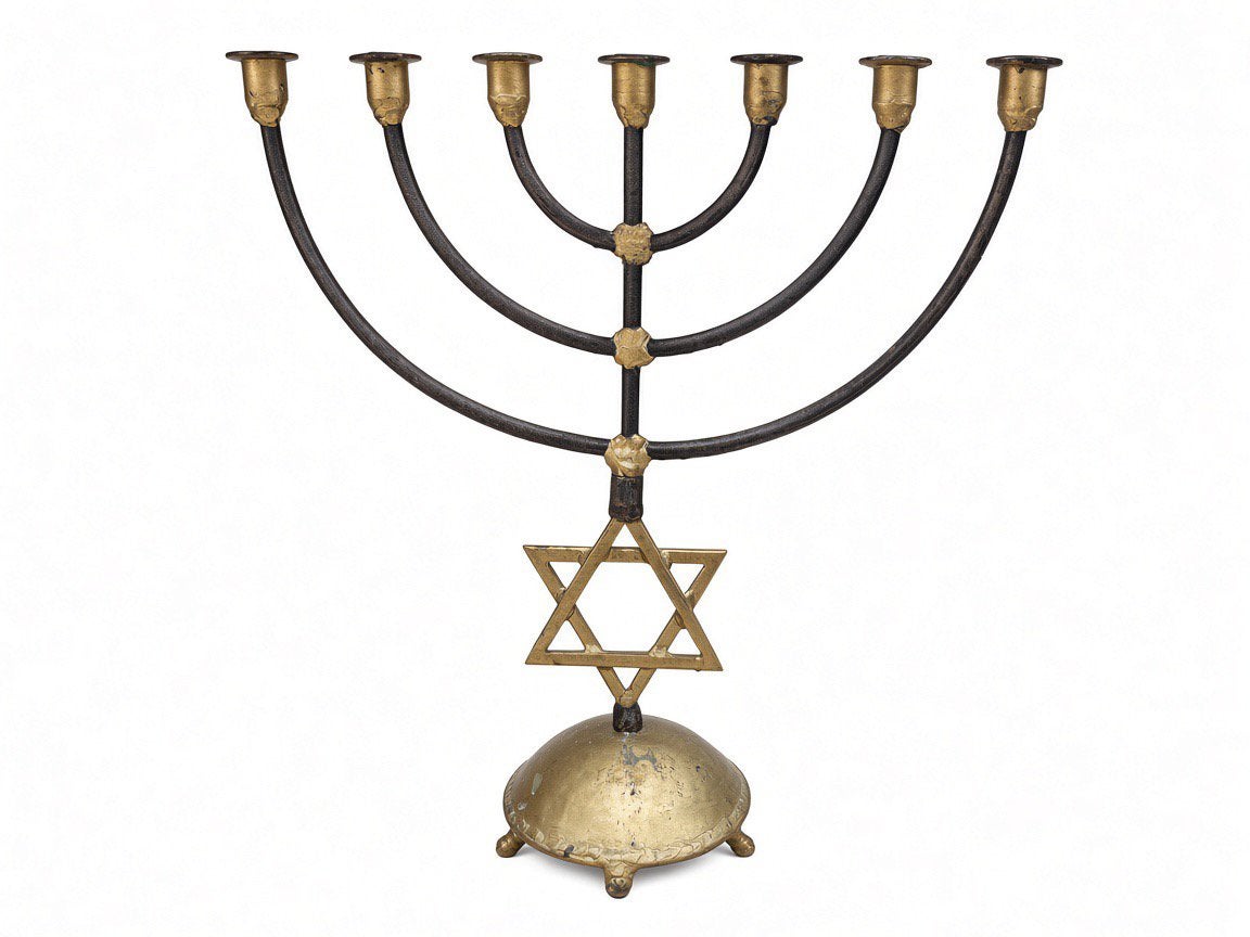 koperen oude antieke Menorah, Ophalen, Koper of Brons