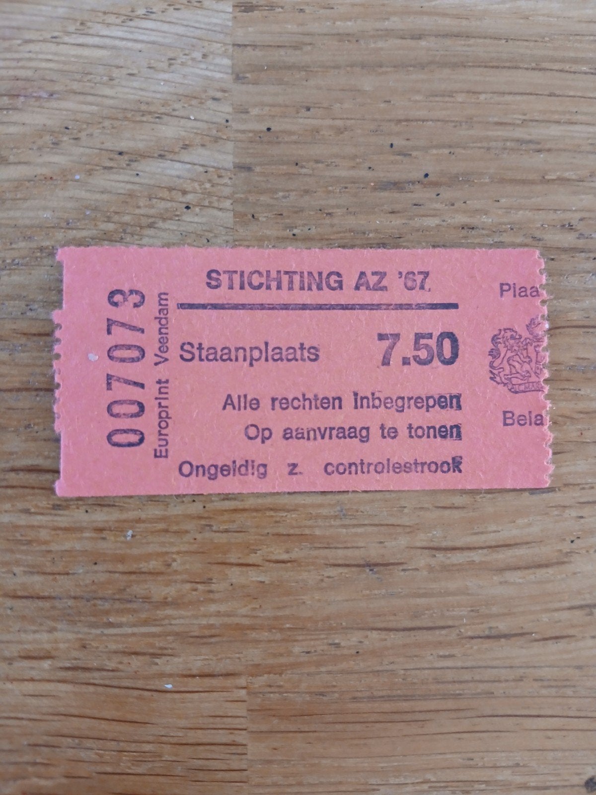 Ticket 77-78 AZ' 67-Feyenoord, Verzenden, Gebruikt, AZ, Overige typen
