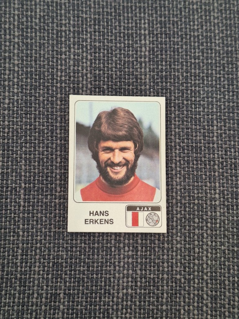 Panini Voetbal 79 Hans Erkens Ajax, Ophalen of Verzenden, Zo goed als nieuw, Ajax, Poster, Plaatje of Sticker