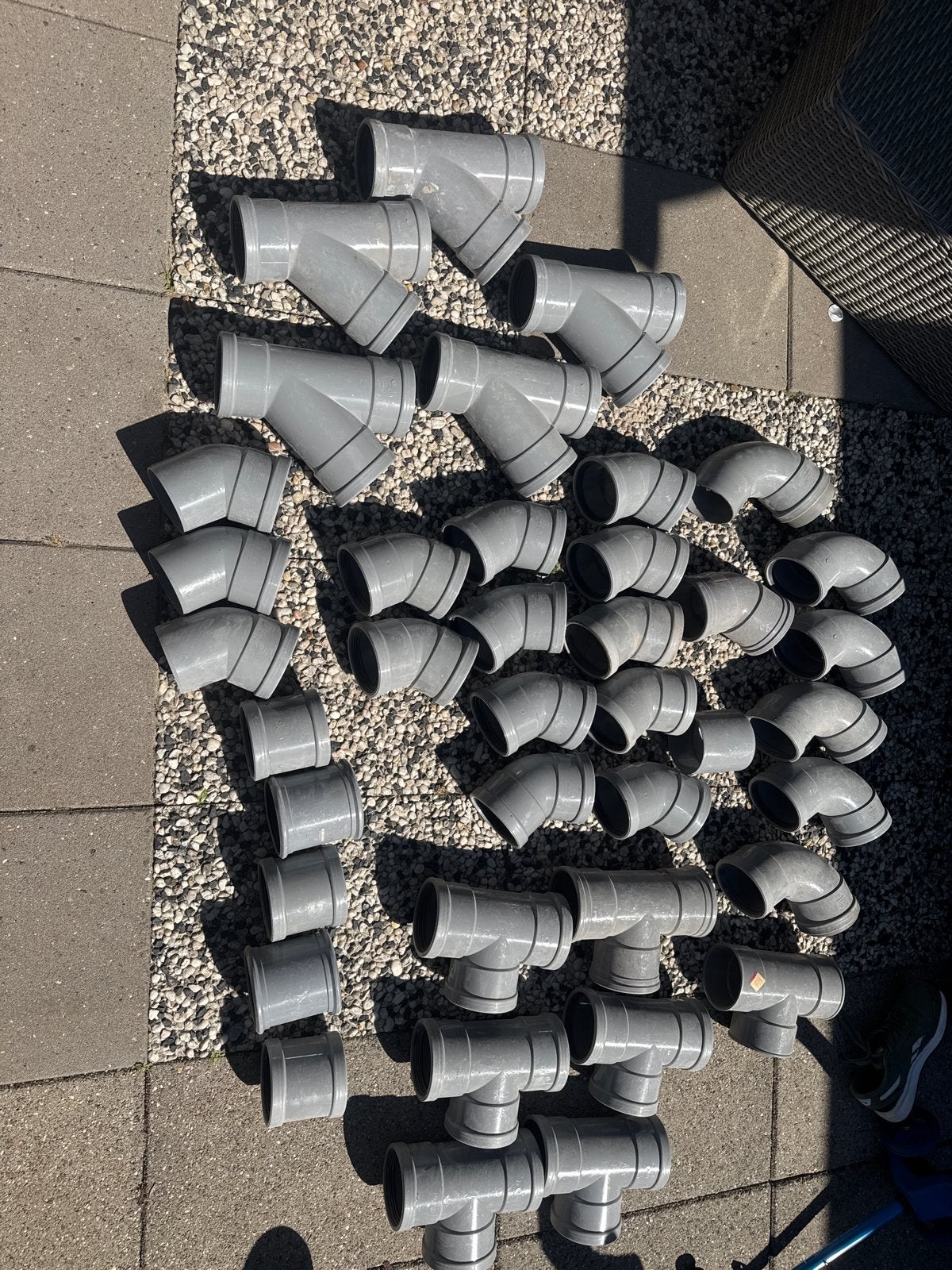 Diverse PVC hulpstukken 110mm - T-stukken, bochten, moffen, Ophalen, Afvoer, Pvc, Nieuw